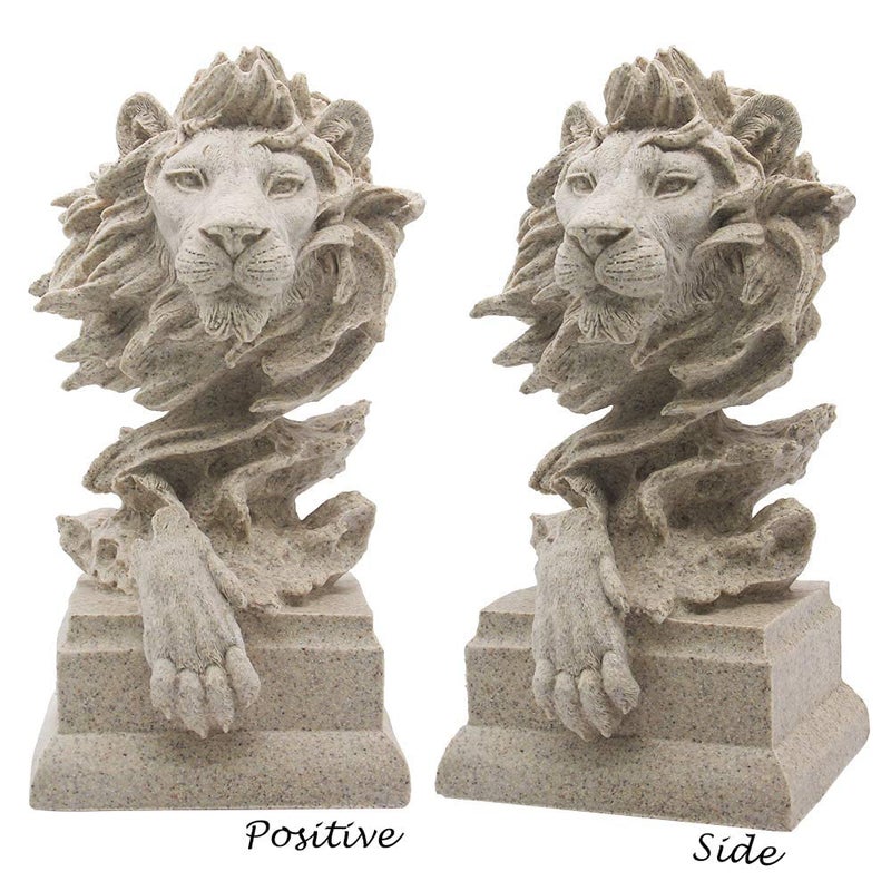H&W Sandstone Lion - The King of Beasts - Statue Decoration for Home/Study/Living Room, Great Collectible Figurines, Best Gift for The Man, Sandstone Color (HH17-D2) - Image 2